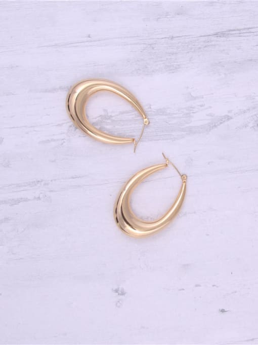 GROSE Titanium With Gold Plated Punk Geometric Hoop Earrings 1