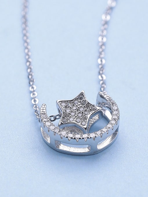 One Silver Star And Moon Necklace 0