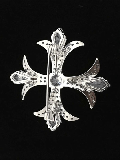 Wei Jia Classical Cross White Zircon-covered Copper Brooch 2