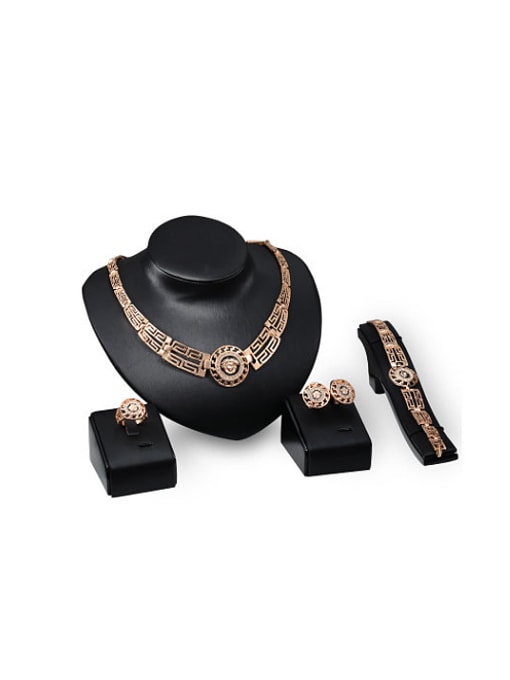 BESTIE Alloy Imitation-gold Plated Ethnic style Lion Head CZ Four Pieces Jewelry Set 0