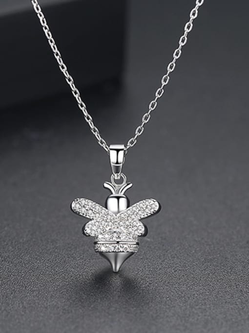 Platinum -T11H06 Copper With  Cubic Zirconia Trendy Insect  honeybee Necklaces