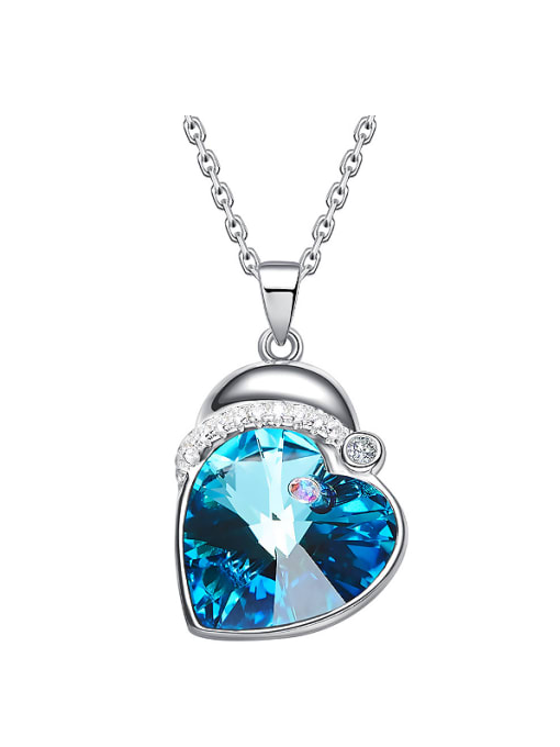 CEIDAI S925 Silver Heart-shaped Crystal Necklace