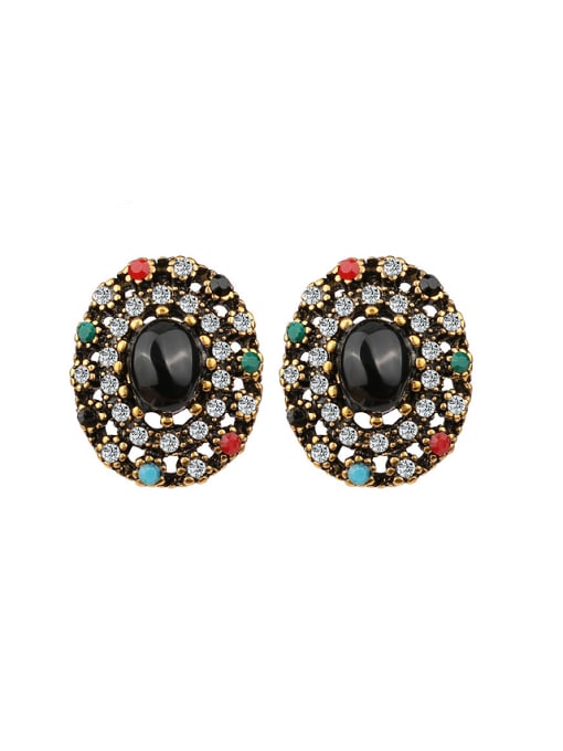 Gujin Ethnic style Colorful Resin stones Crystals Alloy Earrings