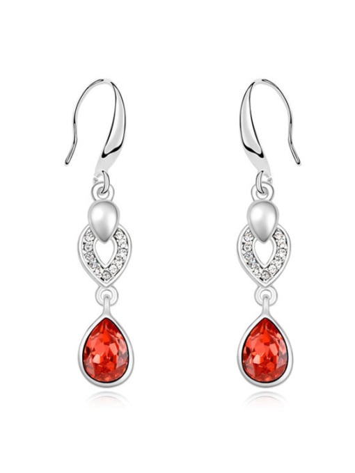 Red Fashion Water Drop austrian Crystals Heart Alloy Earrings