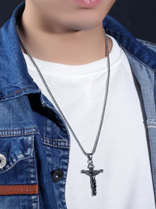 Open Sky Personalized Jesus Cross Titanium Necklace 1