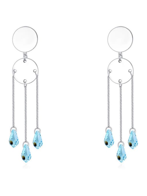 light blue Water Drop austrian Crystals Alloy Drop Earrings