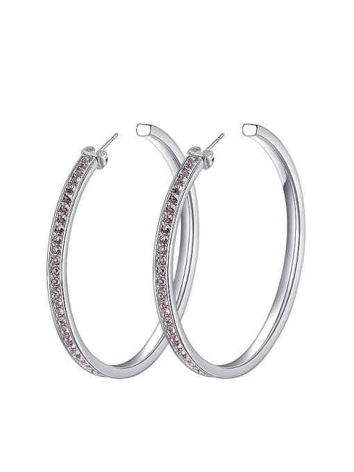 CEIDAI Simple Cubic Zircon Women Hoop Earrings 3