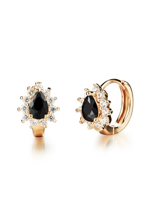 Black Fashion Zircon Champagne Gold Plated Earrings