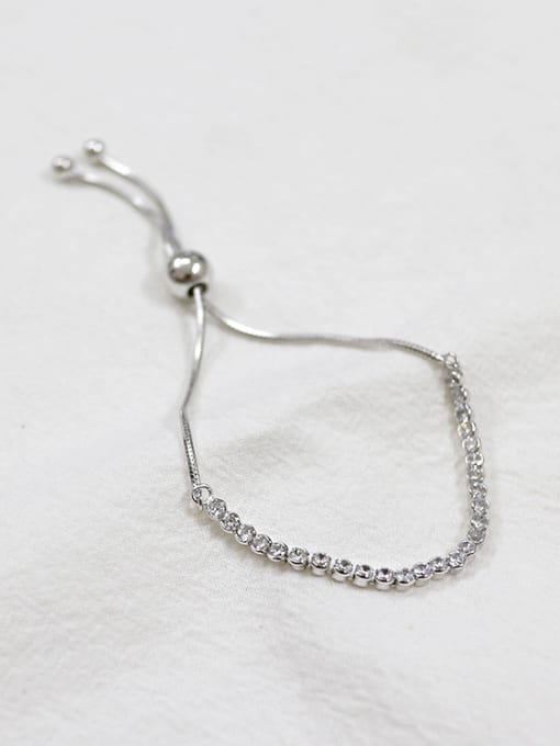 DAKA Fashion Cubic Zircon-studded Beads Silver Adjustable Bracelet 2