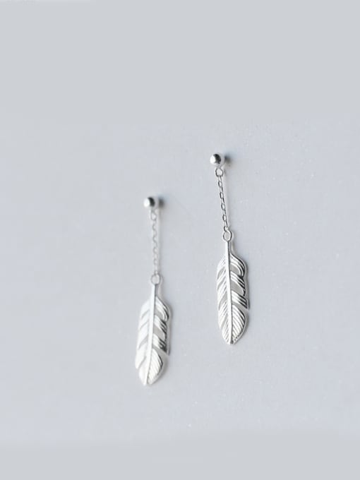 Rosh S925 Silver Simple Fashion Feather threader earring 0