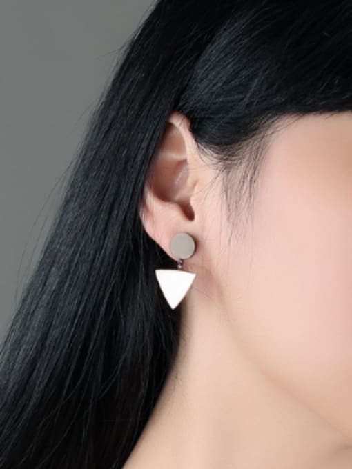 Open Sky Asymmetrical Round Triangle Titanium Stud Earrings 1