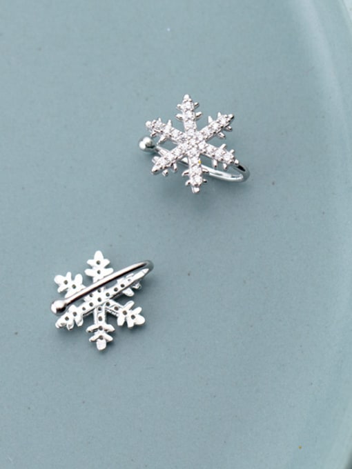 Rosh 925 Sterling Silver With Platinum Plated Simplistic   Snowflake  Clip On Earrings 0