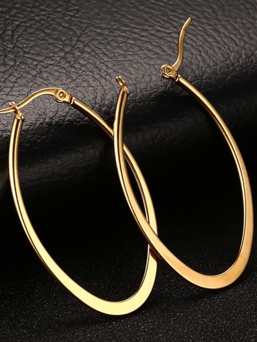 golden Fashionable Gold Plated Letter U Shaped Titanium Drop Earrings