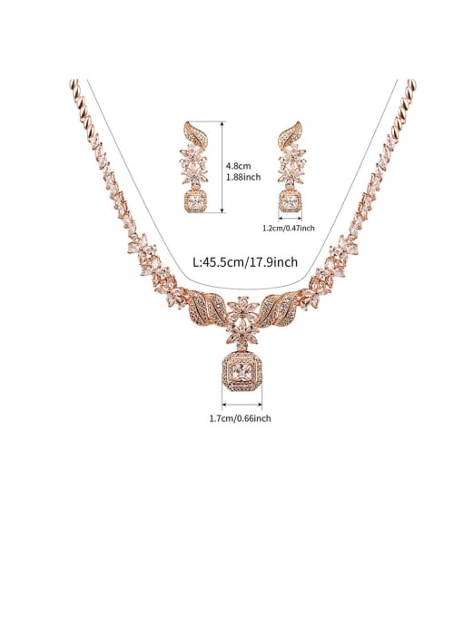 Mo Hai Copper With Cubic Zirconia  Luxury Geometric Earrings And Necklaces 2 Piece Jewelry Set 2