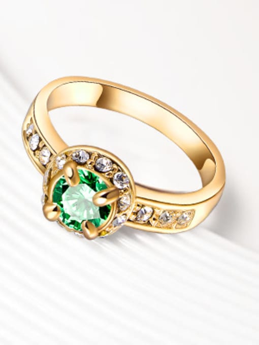 Ronaldo Delicate Green 18K Gold Plated Zircon Ring 1