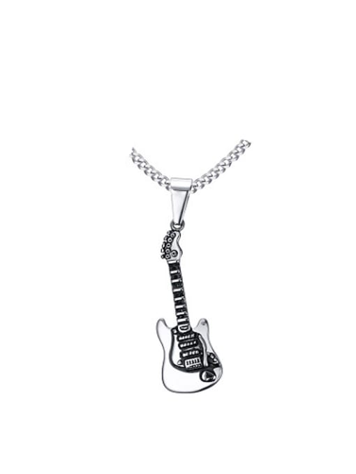 CONG Trendy Guitar Shaped Titanium Men Necklace