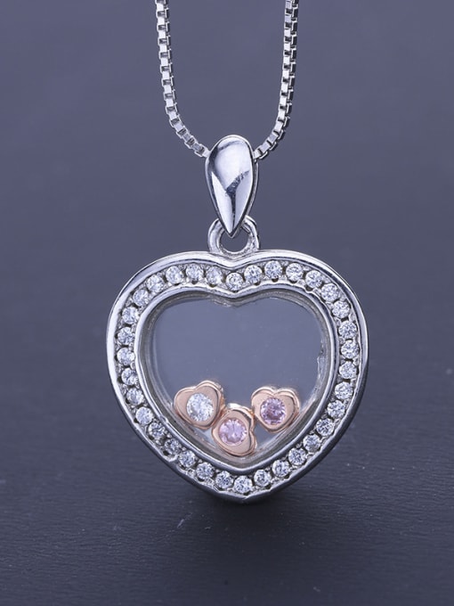One Silver Platinum Plated Heart Shaped Pendant 0