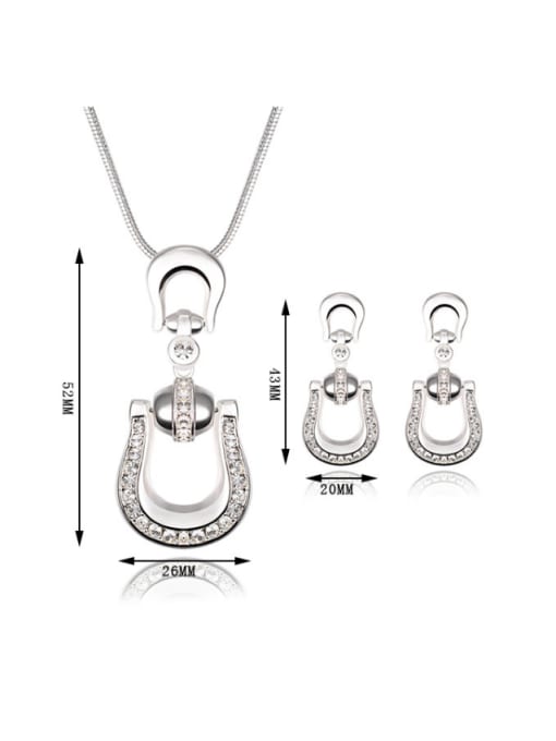 BESTIE Alloy White Gold Plated Fashion Rhinestones Two Pieces Jewelry Set 2