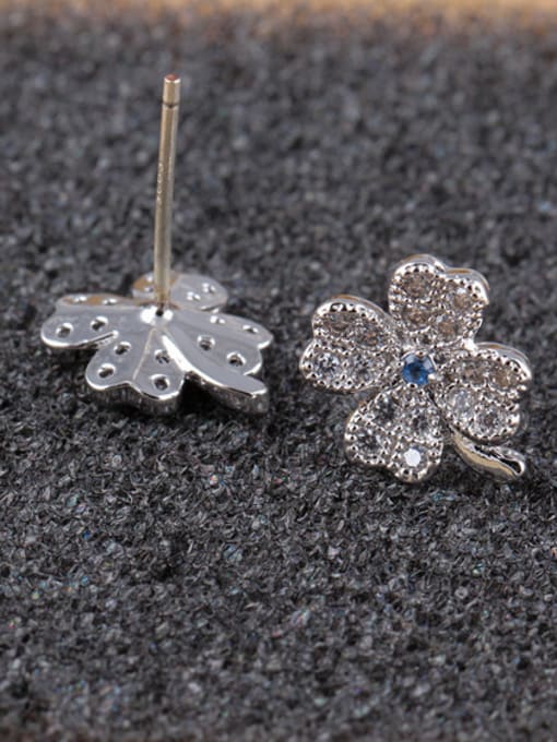 Qing Xing Spinel Blue Leaves S925 Sterling Silver Ear Needle stud Earring 1