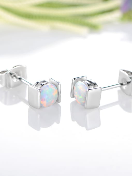 sliver 925 Sterling Silver With Platinum Plated Simplistic Round Stud Earrings