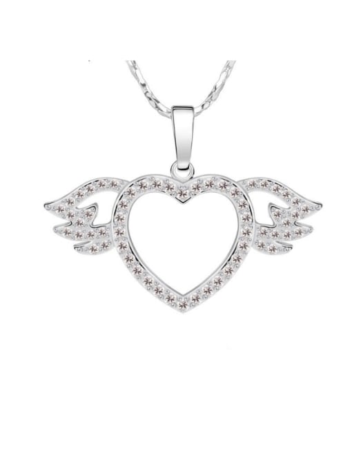 Qing Xing Love Heart Pendant, Studded With High Quality Zircon, Platinum Plated Color, Anti allergy