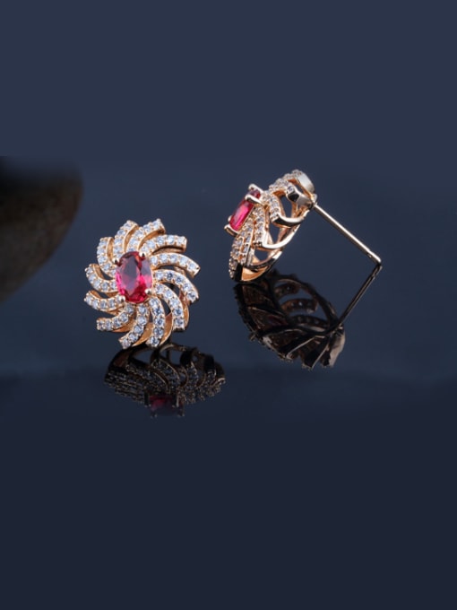 Qing Xing European luxury  AAA Zircon Full Diamond Stud  Sweet Ladies Cluster earring 1