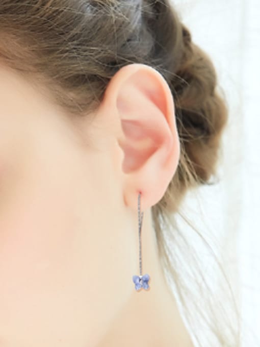 CEIDAI Simple austrian Crystal Butterfly Line Earrings 1