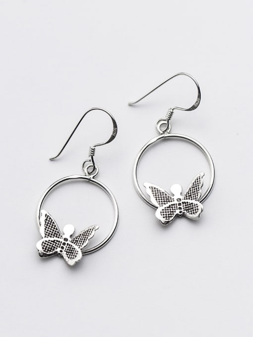 Rosh Vintage Butterfly Shaped Thai Silver Drop Earrings 0