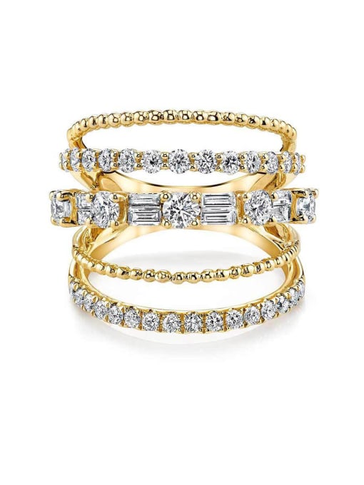 yellow Copper With Cubic Zirconia Delicate Fringe Stacking Rings