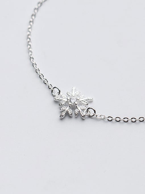 white Trendy Snowflake Shaped Rhinestones S925 Silver Foot Jewelry