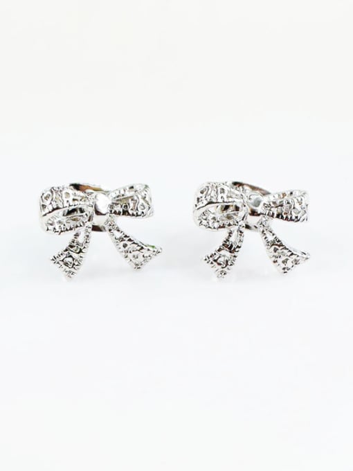 Lang Tony Women Elegant Bowknot Shaped Zircon Earrings 0