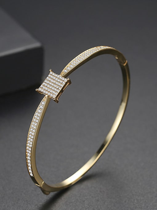 gold Copper  With Cubic Zirconia Simplistic Square Bracelets