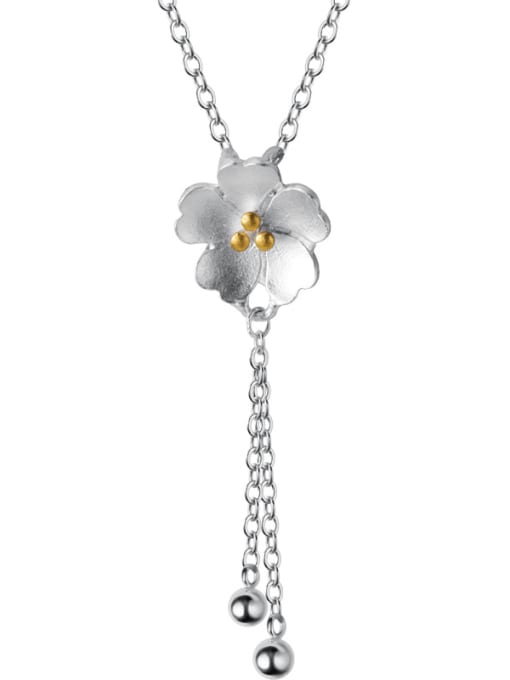 Rosh 925 Sterling Silver With Platinum Plated Romantic Flower Necklaces 2