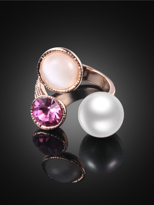 Ronaldo Personality Open Design Artificial Pearl Opal Ring 1