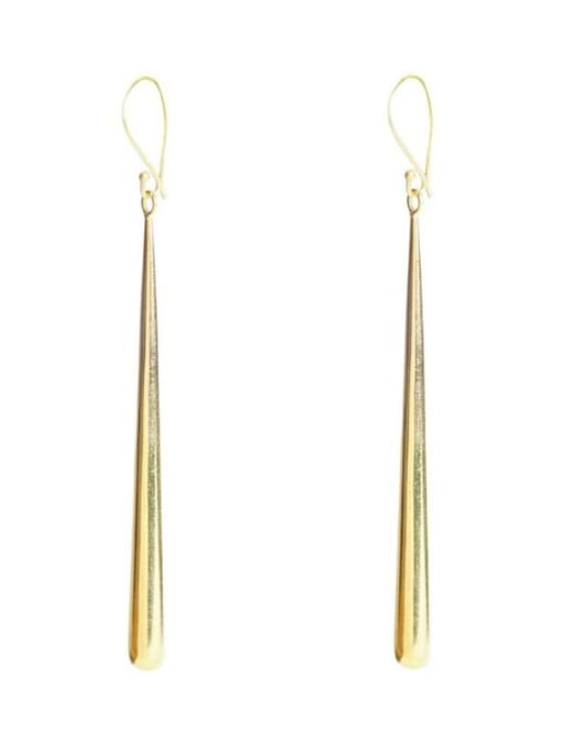 A gold (6cm long) Titanium With Gold Plated Simplistic Strip One Word  Earrings