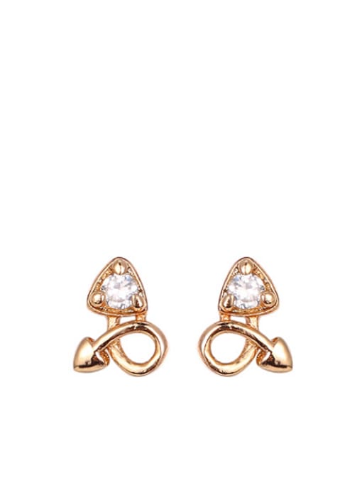 XP Copper Alloy 18K Gold Plated Fashion Heart-shaped Zircon stud Earring 0