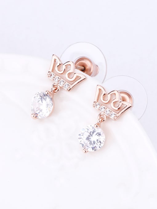 OUXI 18K Rose Gold Crown Shaped Zircon Cluster earring 1