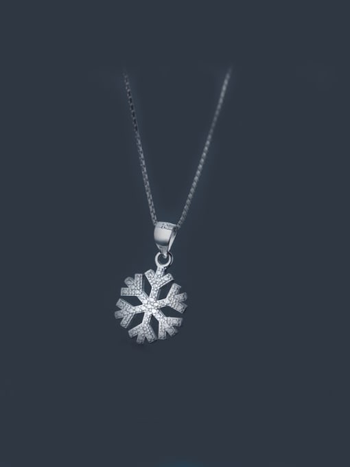 Rosh S925 Silver Snowflake zircon Necklace 0