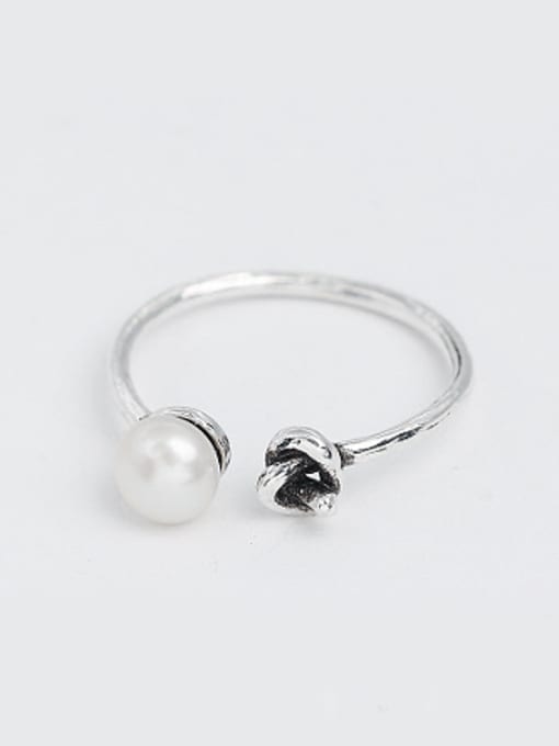 Peng Yuan Artificial Pearl Little Knot Opening Ring 0