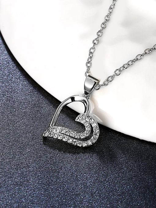 Platinum Beautiful Heart Shaped Rhinestones Necklace