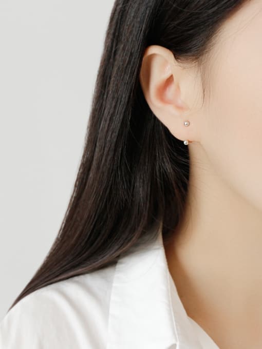 DAKA 925 Sterling Silver With Platinum Plated Simplistic Geometric Stud Earrings 2