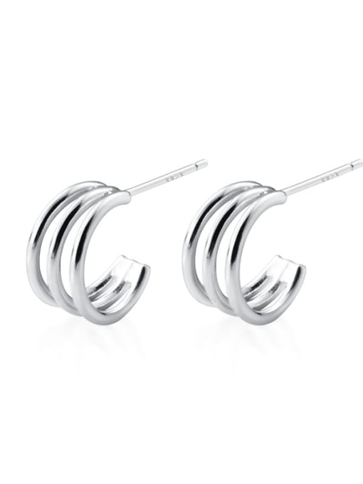 Rosh 925 Sterling Silver With Platinum Plated Simplistic Irregular Stud Earrings 3