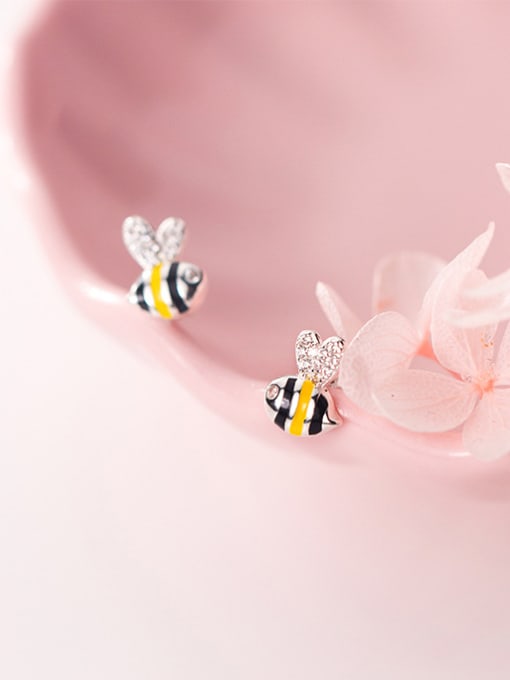 Rosh 925 Sterling Silver With Silver Plated Cute Bee Stud Earrings 2