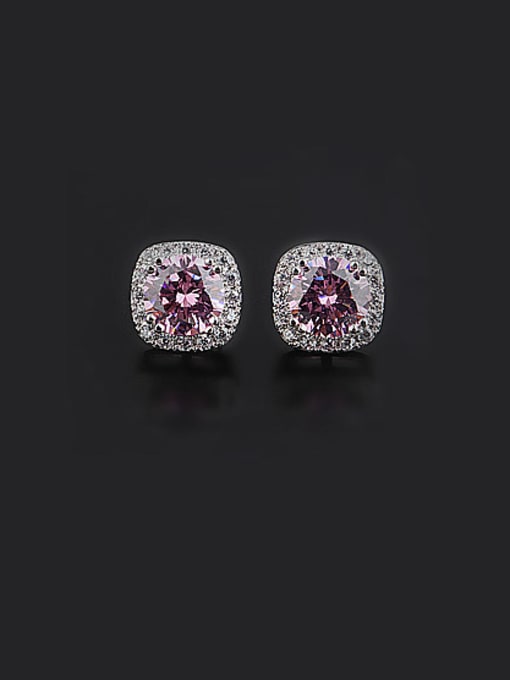 Qing Xing Europe and America Jewelry  AAA Classic Pink Zircon stud Earring 0