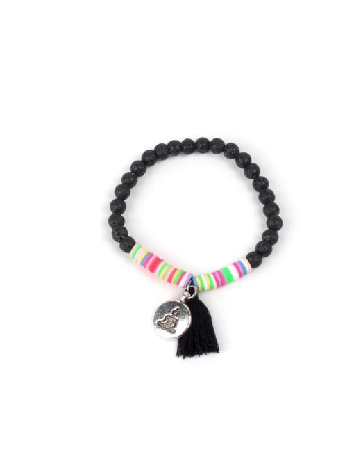 B6038-A Colorful Clay Fashion Crystal Charm Bracelet