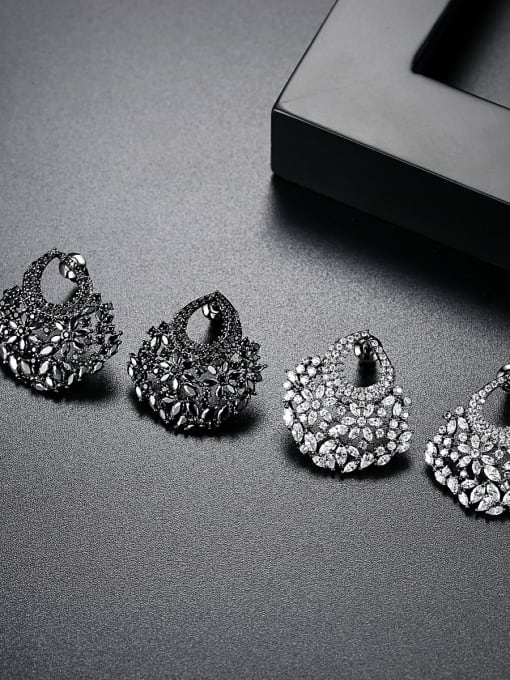 BLING SU European and American fashion fan AAA zircon party Earrings Gift 2