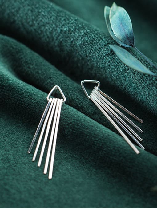 Rosh 925 Sterling Silver With Silver Plated Simplistic Hollow Triangle Tassels Stud Earrings 2
