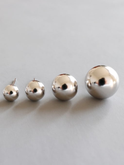 DAKA 925 Sterling Silver With Silver Plated Simplistic Glossy Ball Stud Earrings 2