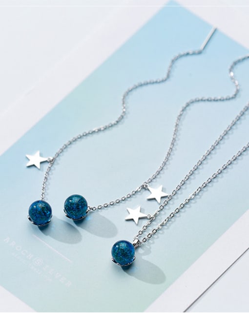 necklace Blue imitation crystal star sweet short clavicular chain ear thread