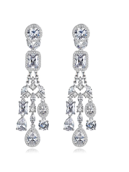 BLING SU Copper With Platinum Plated Delicate Cubic Zirconia Stud Earrings 0